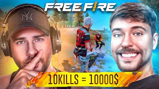Mr BEAST CHALLENGE FREEFIRE 10 KILLS = 10000$ llتحداني مستر بيست في لعبة فريفاير