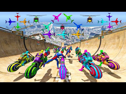 Rainbow Spiderman vs Longest Ramp in GTA 5 - Jumping from Highest in GTA 5 #1