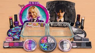 Enid vs Wednesday - Mixing Makeup Eyeshadow Into Slime ASMR