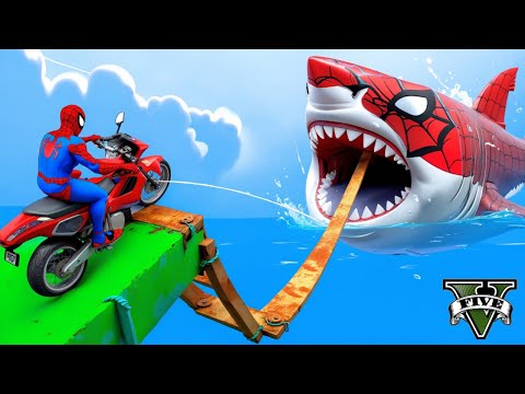 GTA V Epic New Stunt Race For Car Racing Challenge by Trevor and Shark Into The Spider-Verse (2025)