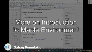 More on Introduction to Maple Environment