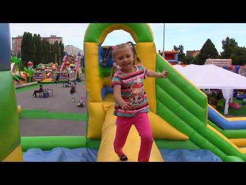 Yaroslava And Friends At The Outdoor Playground | Fun Kids Video About Inflatable Trampoline