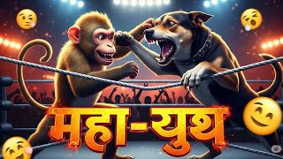महा-युद्ध🔥 Monkey vs Dog 🤣🤣