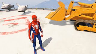SPIDERMAN CRAZY BULLDOZER FALLS RAGDOLLS GTA 5 (Euphoria Physics/Ragdolls)