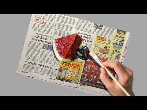 How to draw watermelons 3d drawing😲#youtube #art #realastic #drawing #newspaper