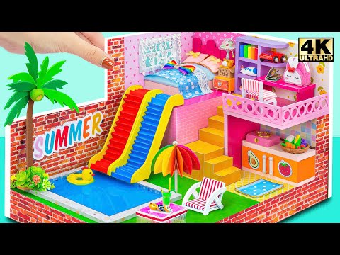 Build Miniature 2-Story Smart Villa with Mega Pool, 2 Bedroom form Cardboard ❤️ DIY Miniatrue House