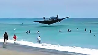 Plane Engine Fails Over Crowded Beach