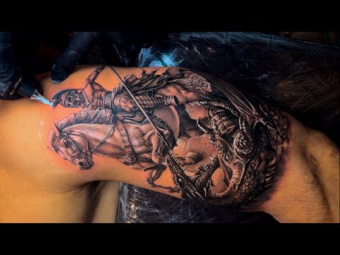 TATUAGEM REALISTA DE SÃO JORGE