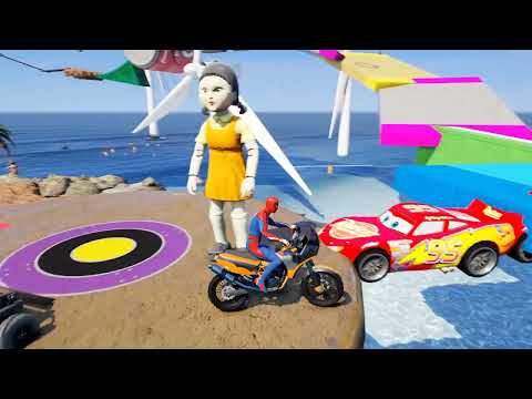 سبايدر مان يتشقلب في السماء بجنون على القرش Superheroes Impossible Ride Motorcycle Spider Challenge