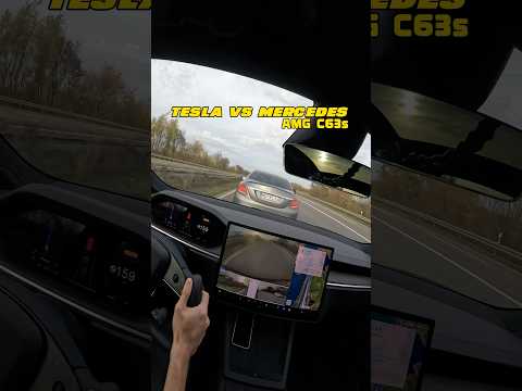 Cheapest Tesla Model S vs Mercedes AMG C63s on German autobahn!