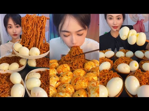 Eating Show Mukbang [Spicy Eggs and Noodles] Delicious ASMR SOUNDS  美妙的声音面条鸡蛋吃播