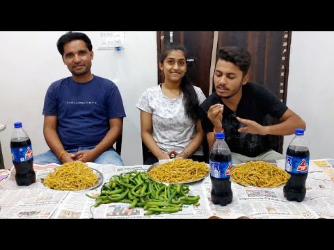 3 Litre ThumsUp & Green chillies Special Chowmein Eating Challenge | Noodles eating Competition