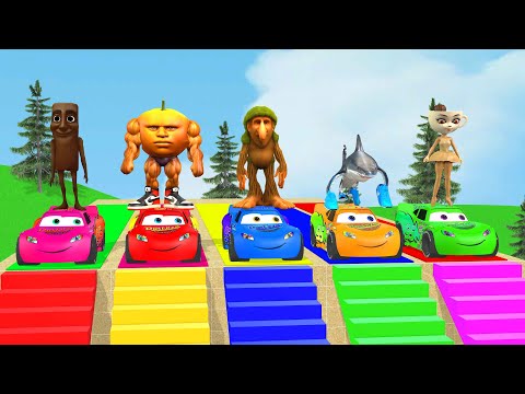 Long Slide Game With Cow Elephant Gorilla Hippopotamus Tiger 3d Animal Game Funny 3d Animals