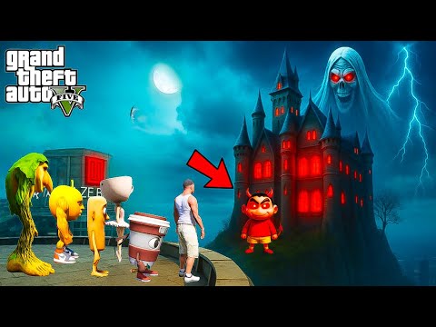 Franklin & Shinchan Trapped in HAUNTED GHOST HOUSE with Brainrot Animals! (GTA 5 Telugu)