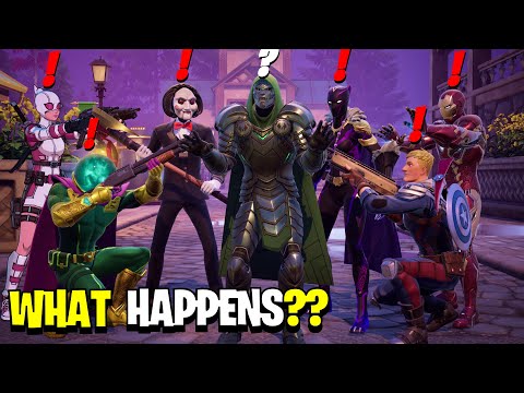 What Happens if ALL Bosses & NPC'S Meet in Fortnite Season 4 Chapter 5! (Marvel Battle!)