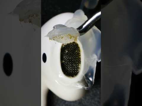Cleaning AirPods with hot glue cap | don’t try this ⚠️ #asmr #satisfying #waitforit #cleaning