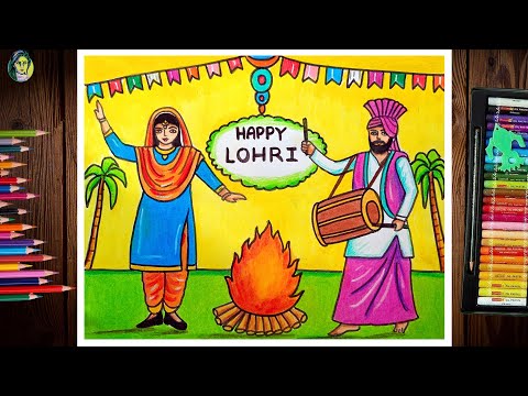 Happy Lohri Drawing Easy | Lohri Festival Drawing Step By Step | How To Make Lohri Drawing