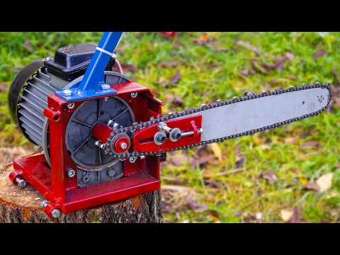 How to make firewood cutting machine from old electric motor DIY