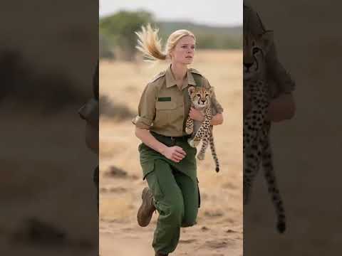 Cheetah Cub Seeks Help from Female Ranger to Save Its Mother.#shorts #animals #rescue