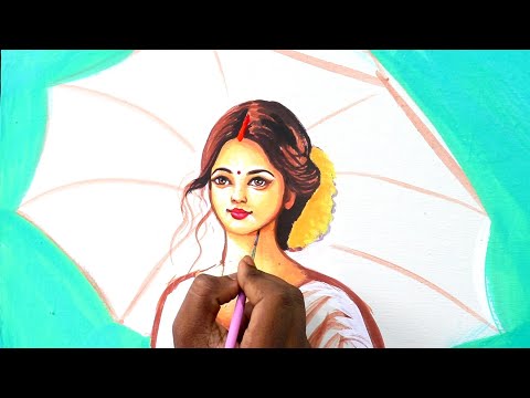 Beautiful indian woman drawing and painting | painting 543