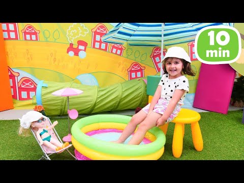 Ayşe, Defne ve Ümit ile alışveriş yapma ve sandalye kapmaca oyunları! Eğlenceli videolar.