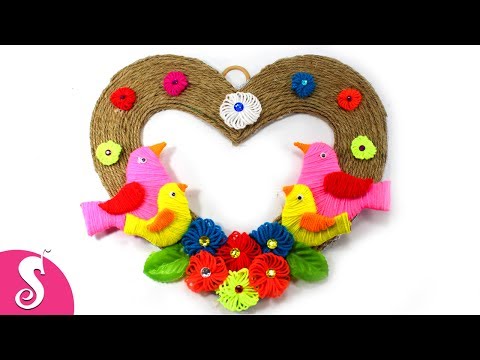 Woolen BIRDS Wall SHOWPIECE from JUTE | Wall Decoration | Jute Craft Idea