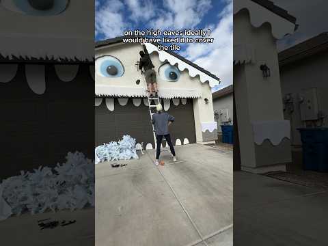 decorating my house to look like a yeti. It’s. Winter wonderland! #diyyarddecor