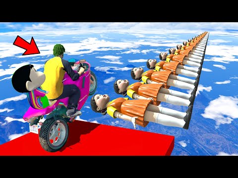 SQUID GAME Dangerous Bike Ramp Challenge in GTA 5 | Frontman Escapes