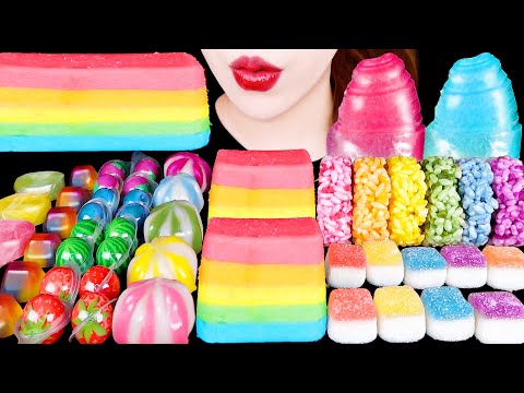 ASMR KOREAN RAINBOW FOOD EATING SOUNDS MUKBANG 한국 무지개 디저트 먹방 咀嚼音