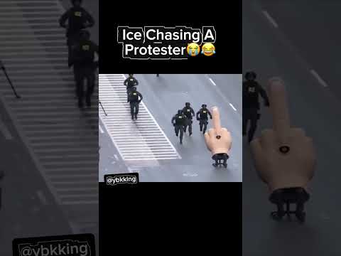 Ice Chasing A Protester😭😂#shorts #ice #funny #viral #fyp #ybkkingshorts #protest #memes