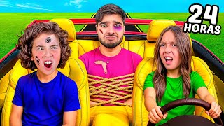 24 HORAS en EL AUTO con 5 NIÑOS MALVADOS !!