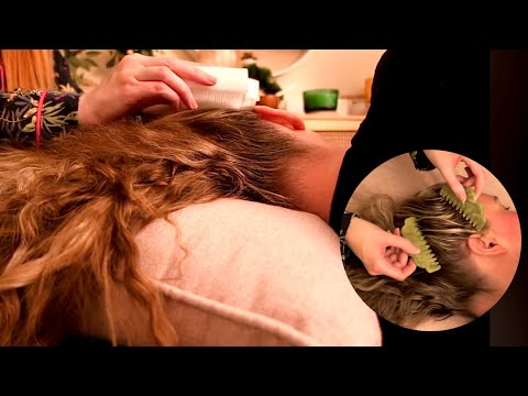 ASMR NO TALKING Nape & Face Attention, Wooden tools, Ice Globes & Scalp Attention For a Good Sleep.