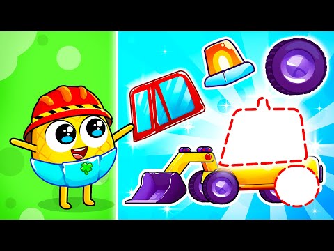 Construction Vehicles Song | Let's Assemble Street Vehicles | Puzzle Song | Yum Yum Kids Songs