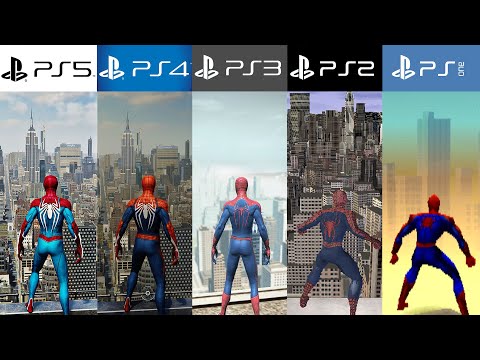 PS5 vs PS4 vs PS3 vs PS2 vs PS1 | SPIDER-MAN - Comparación de Generaciones y Gráficos (4k 60fps)