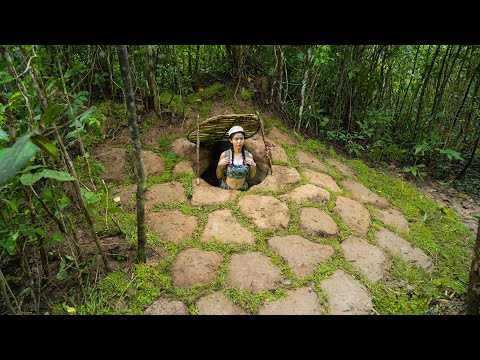 Building The Most Secret Underground House in the Wild alone by Ancient Skills