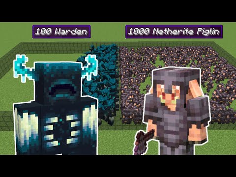 100 warden vs 1000 netherite piglin brute | Minecraft Mob Battle