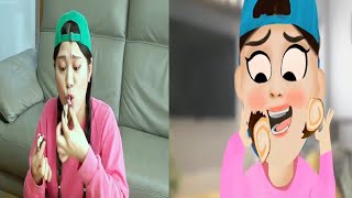 Mukbang Black Noodle TTeokbokki 뽀로로 떡볶이 짜장면 먹방 도나 DONA vs Dona Animation