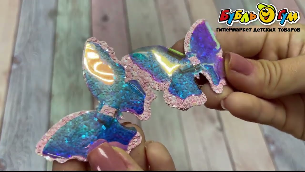 Заколки бабочки с двойными крыльями неоновые в ассортименте - видео