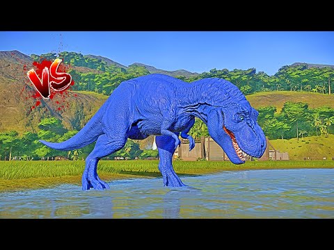 I painted all the dinosaurs 2 colors Blue and Pink and made them fight. Blue T-Rex vs Blue I-Rex