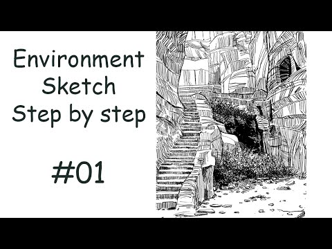 Rock Environment drawing 01 | Digital sketching