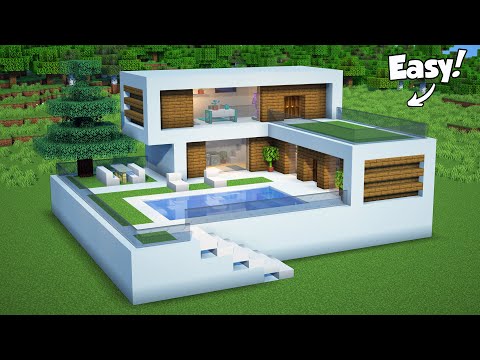 Minecraft: How to Build a Modern House - Tutorial (Easy) #58 - Interior in the video!