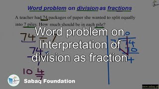 Word problem on Interpretation of division as fraction