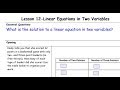 Solutions to Linear Equations