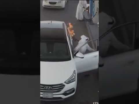 شجاعة مواطن سعودي وعامل تمنع كارثة بمحطة وقود بحفر الباطن