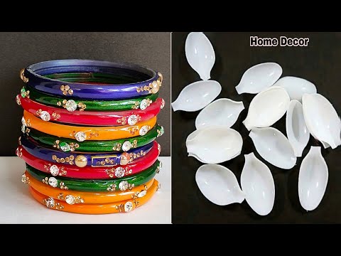 Reuse Old Bangles and Plastic Spoons for Home Decor - Best out of waste - waste material craft