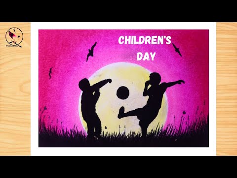 Children's day easy drawing / Children's day drawing competition / Children's day drawing oil pastel