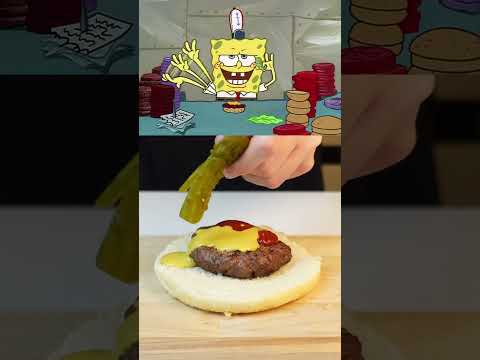 Making Spongebob Krabby Patty! 😋 #shorts #spongebob #squidward #krabbypatty