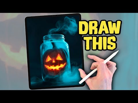 PROCREATE Halloween Pumpkin Jar DRAWING Tutorial in EASY steps