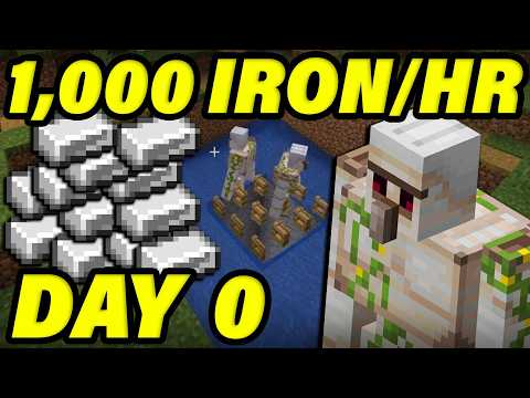 *WORLD FIRST* DAY 0 MAX EFFICIENCY IRON FARM In Survival Minecraft 1.21 (1,000+ Iron Ingots An Hour)