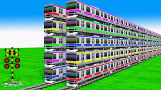 【踏切アニメ】複雑な電車 6 Trains Climbing Pynamid 2025 🚍 Fumikiri 3D Railroad Crossing Animation #1million